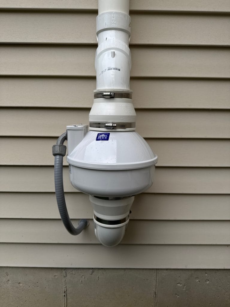 A radon mitigation system running smoothly.